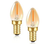 2 Pack Mini C7 E12 0.5W LED Night Light Bulbs, 5W Equivalent, Amber Ultra Warm White 2200K 50LM, Vintage Filament Candle Bulbs E12 Base for Salt Lamp, Non-Dimmable