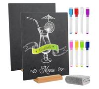 2 Pack Mini Chalkboard Signs, Double Sided Blackboard Message Boards with Base Stand - Vintage Tabletop Chalk Board Sign, 21 x 30 cm Mini Menu Boards Small Food Signs Kitchen, Wedding Party Decoration