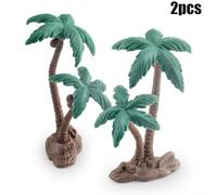 2 Pack Mini Coconut Trees for Creative For DIY Landscape and Fairy Garden (dark green)