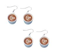 2-Pack Mini Coffee Cup Drop Earrings - Latte Art Novelty Statement Jewelry for Women