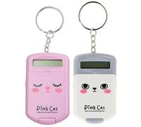 2 Pack Mini Electronic Calculator Keychain - 8-Digit Flip Calculator with Key Ring, Perfect for Home, Office & Kids, Brainy Toy for Fun Learning