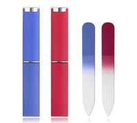 2-Pack Mini Glass Nail File with Case 2mm Thickness Small Crystal Files for Nature Nail Gentle Double-Sided Etched Fingernail Files for Travel Fine Grit Czech Glass Gifts Package Stocking Stuffers