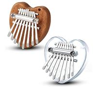 2 Pack Mini Kalimba Thumb Piano 8 Keys,Portable Solid Wood Mbira Finger Piano for Kids and Adults,Pocket Musical Gifts for Beginners w/Chain