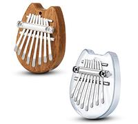 2 Pack Mini Kalimba Thumb Piano 8 Keys,Portable Solid Wood Mbira Finger Piano for Kids and Adults,Pocket Musical Gifts for Beginners w/Chain