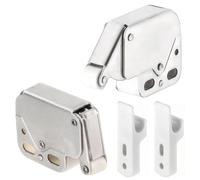 2 Pack Mini Latch Automatic Spring Catch - Push to Open Touch Latches - Ideal for Cabinet, Cupboard, Window & Shed Doors - Perfect for Unsprung Hinges & Press-to-Open Mechanisms (Silver)