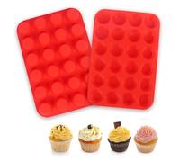 2 Pack Mini Muffin Pan 24 Cups Muffin Pan Non Stick Cupcake Tray Muffin Tin for Baking Cakes Tarts Chocolate Bread Muffin Moulds (Red)