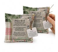 2 Pack Mini Prayer Quilt with Cross Patchwork Square Inspirational Gift | 10cm pocket size, cotton fabric, vintage patchwork, hand washable, for spiritual comfort, gifting & daily encouragement