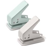 2 Pack Mini Single Hole Punch, 6mm 1/4 Inch Circle Holes 10 Sheet Punch Capacity Tiny Portable Hole Puncher for Paper Chipboard Index Cards Card Stock and Art Project (Gray & Blue)