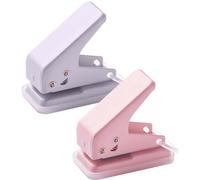 2 Pack Mini Single Hole Punch, 6mm 1/4 Inch Circle Holes 10 Sheet Punch Capacity Tiny Portable Hole Puncher for Paper Chipboard Index Cards Card Stock and Art Project (Pink & Purple)