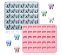 2 Pack Mini Tooth Silicone Mold, 35 Cavity 3D Small Molar Molds Tray DIY Baking Decorating Tools for Chocolate Gummy Candy Jello Fondant Dessert Resin Clay