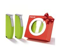 2 Pack Mini Torch Lighters, Windproof Jet Flame Lighter - Adjustable Flame,Refillable Butane Gas, Pocket Lighters for Candle, Camping, Gifts (Butane Gas not included) (Green)