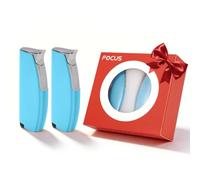 2 Pack Mini Torch Lighters, Windproof Jet Flame Lighter - Adjustable Flame,Refillable Butane Gas, Pocket Lighters for Candle, Camping, Gifts (Butane Gas not included) (Blue)