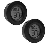 2 Pack Mini Vivarium Thermometer Hygrometer, LCD Digital Round Reptile Temperature Humidity Monitor with °C/°F Switch, Small Room Hydrometer Humidity Meter for Green House Huinea Pig Hutch