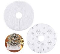 2 Pack Mini White Christmas Tree Skirt - Small Felt Tree Mat with Snowflake Pattern, Ready for Xmas Decor