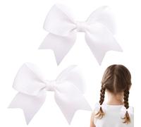 2-Pack Mini White Ribbon Bows for Girls, No-Willbond Hair Clips, Cake Wrapping, Garland Decor, DIY Crafts, and Scrapbooking