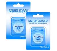 2 Pack Mint Waxed Dental Floss, 50M Portable Oral Cleaning Floss Stick for Daily Teeth Care