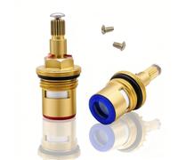 2 Pack Mixer Tap Cartridge, 1/4 Turn 20 Spline Brass Replacement Ceramic Tap Valve for Kitchen Shower Bathroom Taps