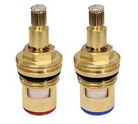 2 Pack Mixer Tap Cartridge 1/4 Turn 20 Spline Brass Replacement, Replacement Brass Ceramic Disc Tap Valve Insert for Kitchen and Bathroom Faucets, Easy to Install and Long-Lasting