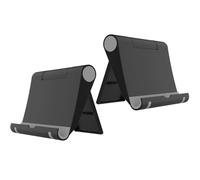 2 Pack Mobile Phone Stand for Desk, Foldable Smartphone Holder Mobile Stand Phone Dock, Adjustable Tablet Stand Holder Compatible with iPhone 16 15 14 13 12 11 Pro Xs X 8 iPad Samsung (2 Black)