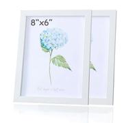 2-Pack Modern 8x6 Inch White Solid Wood Photo Frames with Beveled Edge - Versatile Wall & Tabletop Display Frames for Home Decor - Elegant Wooden Picture Frames to Showcase Photos, Artwork & Memories