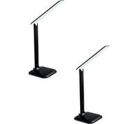 2 PACK Table Desk Lamp Colour Black Steel Touch On/Off DIm LED 2.9W Included