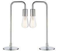 2 Pack Modern Hangman Table Lamp Chrome Industrial Arm Bedside Desk Light Base