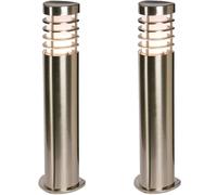 2 PACK Modern Outdoor Stainless Steel Post Light - 10.5W E27 LED - 500mm Height