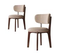 2-Pack Modern Wooden Dining Chairs Upholstered Kitchen Stools with Elegant Backrest Walnut Legs Stylish for Dining Room Kitchen Restaurant (Khaki)