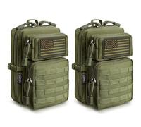 2 Pack Molle Accessories Tactical EDC Pouch, Small Tool Bag, Utility Phone Holder IFAK for Duty Belt, Backpack, Vest (Includes 2 US Flag Patch)