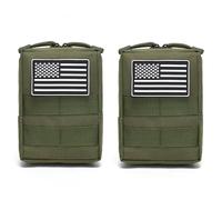 2 Pack Molle Pouches - Vest Cell Phone Holster Belt Waist Bag Pack EDC Accessories Small Utility Pouch With Flag Patch Tactical Compact Water-Resistant Army Green