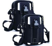 2 Pack Molle Pouches with Shoulder Strap,Molle Admin Pouch,Tactical Pouch,Utility Gadget Organizer Tool Pouch,Parent-Child Outdoor Sports Bag (B01-Black)