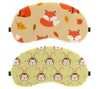 2 Pack Monkey Pattern Yellow Green Sleep Eye Mask for Side Sleeper, Sleeping Mask, Light Blocking Eye Mask, Soft Eye Shade Cover for Travel, Nap, Plane