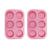 2 Pack Mooncake Mould, 6 Cavity Non-Stick Silicone Cake Muffin Mold, Flower Shaped Baking Mould for DIY Jelly Pudding Cookies Chocolate - Round
