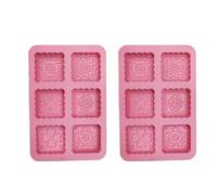 2 Pack Mooncake Mould, 6 Cavity Non-Stick Silicone Cake Muffin Mold, Flower Shaped Baking Mould for DIY Jelly Pudding Cookies Chocolate - Square