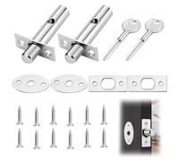 2 Pack Mortice Door Bolts with 2 Star Key, Stainless Stee Anti-Theft Internal Door Lock with Matching Screws, Security Rack Bolt Enhanced Protection for Home Workplace Bedroom Doors Window