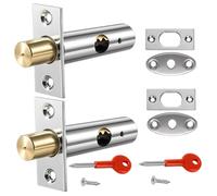 2 Pack Mortice Door Latch, Bedroom Door Locks with 2 Star Keys, Door Latches for Internal Door Bolts Ideal for Doors and Windows, Includes Matching Screws, Easy to Install