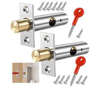 2 Pack Mortice Door Latch with 2 Star Keys with Screws for Internal Doors | Catch Internal Doors Lock Stainless Steel and Copper Internal Door Bolts for Internal Doors Windows Top or Bottom Fitting