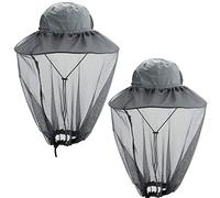 2 Pack Mosquito Head Net Hat Hats with Removable Veil Net Mesh Hiking Fishing Gardening Protect from Bee Mosquito for Women Men, Dark Gray