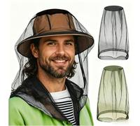 2 Pack Mosquito Head Net Mesh, Lightweight Breathable Face Cover for Fishing & Hunting, Fits Most Hats & Head Sizes