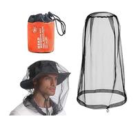 2 Pack Mosquito Head Net, Mosquito Net, Midge Nets for Head, Midge Net Hat, with Storage Bag, Ultra Large & Long, Extra Fine Holes, Fly & Bug Protection Gear, for Camping, Hiking, Gardening, Black