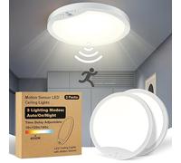 2-Pack Motion Sensor Ceiling Lights Hard-Wired, 9Inch Indoor Motion Activated LED Ceiling Light Fixtures with 3 Modes, 4000K Flush Mount Lights for Closet Stairwell Hallway, NOT Battery Operated