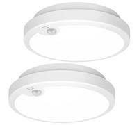 2-Pack Motion Sensor LED Ceiling Light Battery Operated, 7.2inch Flush Mount Light Fixture 6000K, Wireless Motion Activated Ceiling Lamp in 300LM for Closet Pantry Laundry Stair(Battery Not Included)