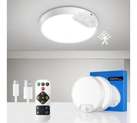 2 Pack Motion Sensor Lights Indoor New Upgraded, 500LM 8000mAh LED Ceiling Lights with Remote Control, Battery Powered Rechargeable Lights for Shed Loft Bedroom Garage Porch Hallway Stair