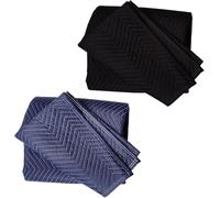 2 Pack Moving & Packing Blankets 101cm x 183cm Heavy Duty Moving Pads for Packing, Shipping, Cargo or Professional Quilted Furniture Moving Blanket, Blue and Black