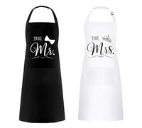 2 Pack Mr & Mrs Couple Aprons Set Kitchen Cooking Bib Apron His and Hers Aprons Adjustable as Valentine's Day Wedding Anniversary Engagement Bridal Shower Gift Couple Gift For Couples and Newlyweds