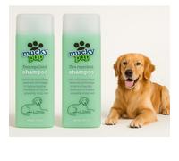 2- PACK Mucky Pup Flea Repellent Dog Shampoo (2 x 475ml), Natural Flea Treatment & Deep Cleaning Dog Wash, Gentle Grooming Formula for Dirt Removal & Healthy Coat Care