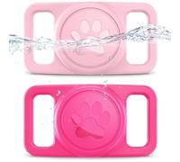 2 Pack Mucuty for Airtag Dog Collar,Waterproof Dog Collar Holder Compatible with Apple Airtags,for Dogs and Cat Collars Pets Air tag Holder (Pink+Rose red)