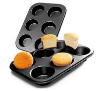 2 Pack Muffin Trays 6 Cups Non Stick Jumbo Muffin Tin Carbon Steel Sturdy Bakeware Pan Yorkshire Pudding Cupcake Moulds Deep Cups Giant Muffin Tray for Fairy Cake Buns Brownies & Mini Bread