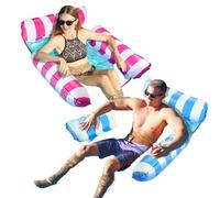 2 Pack Multi-Functional Inflatable Pool Hammocks: 4-in-1 Floating Loungers for Adults with Air Pump - Perfect for Pool, Lake & Beach Relaxation