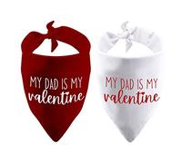 2 Pack My Mom/Dad is My Valentine Dog Bandana Valentine's Day Dog Bandana Gift (2 Pack Dad Valentine)